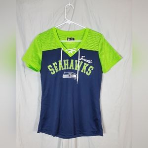 NFL Womens M Seattle Seahawks lace-up graphic jersey t-shirt